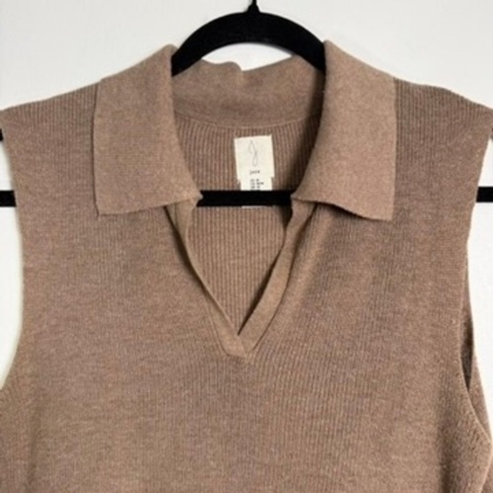 Joie Polo Sweater Vest Womens Medium Brown‎ Sleeveless Ribbed V-Neck Knit Top - Picture 4 of 9